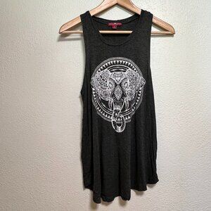 Peaceful Warrior Yoga Mandala Elephant Graphic‎ Tank Grey Women Size S